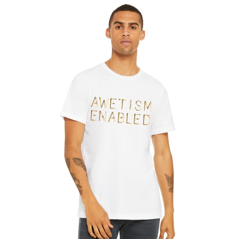 AWETISM ENABLED T-Shirt Men's Unisex Autism Support Awareness White  AWE3001-100 - Picture 3 of 9